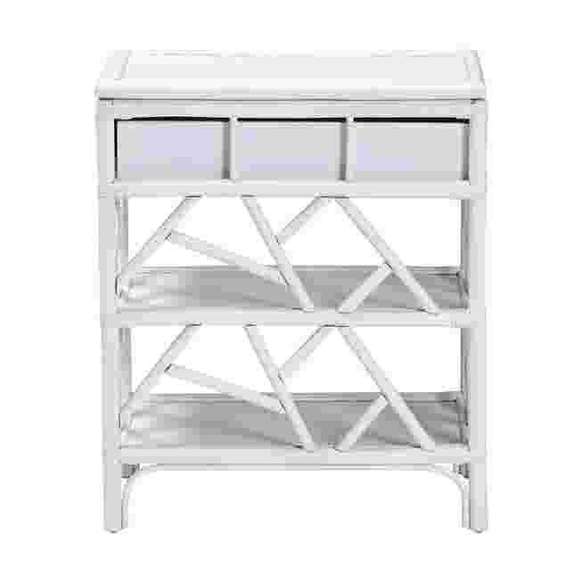 Nightstand with top drawer and three storage sections