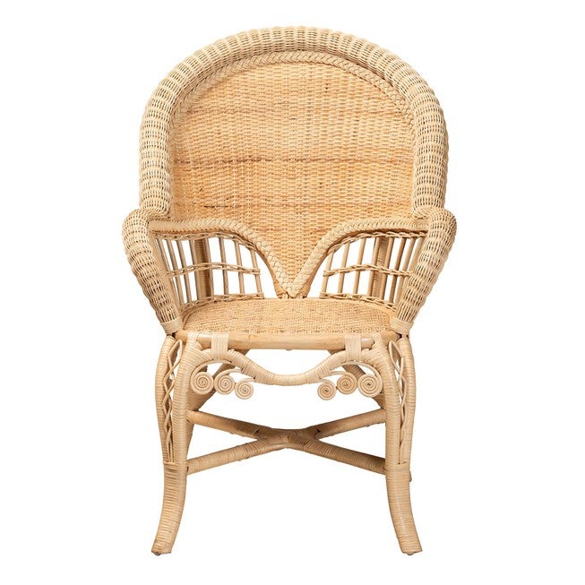 Ratu Modern Bohemian Natural Brown Rattan Accent Chair, , on-hover image number 1