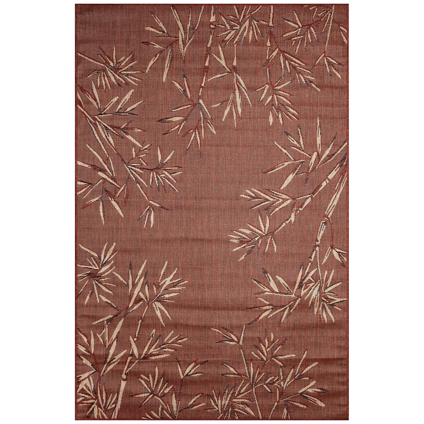 Carmel Bamboo Border Indoor/Outdoor Area Rug Chili, CHILI, hi-res image number 0