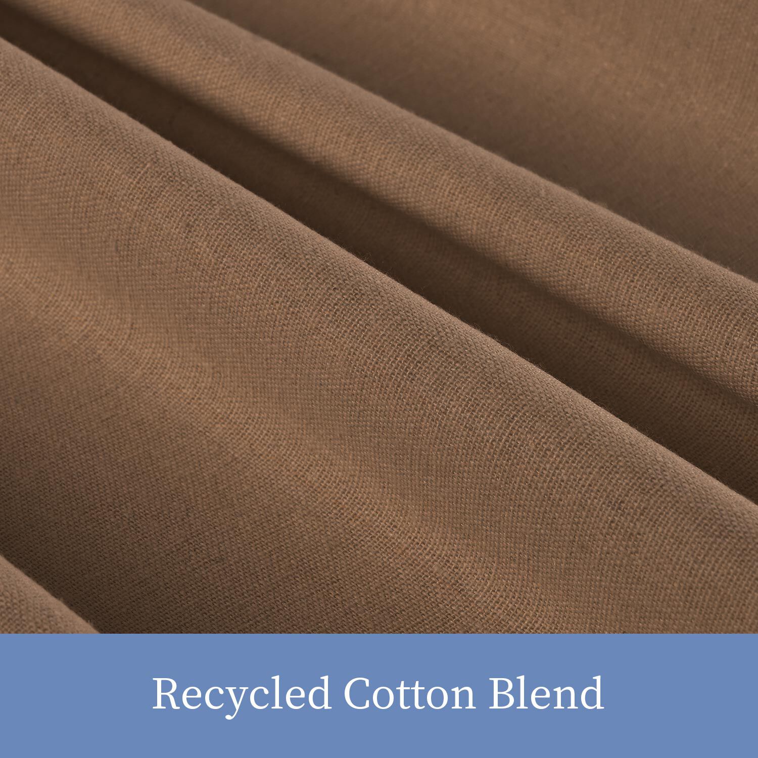 100% Blackout Recycled Cotton Ruffle Curtain Pair, COFFEE, alternate image number 2