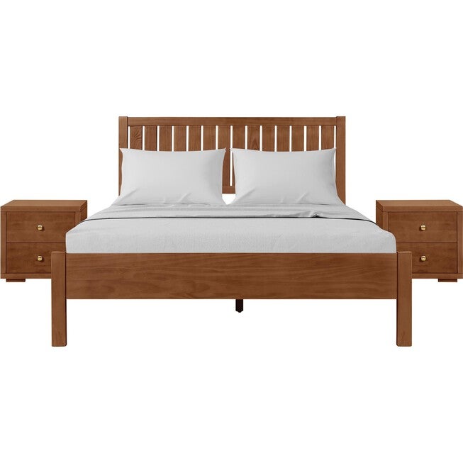 Graham Wooden Platform Bed in Walnut, King with 2 Nightstands, WALNUT, hi-res image number 0