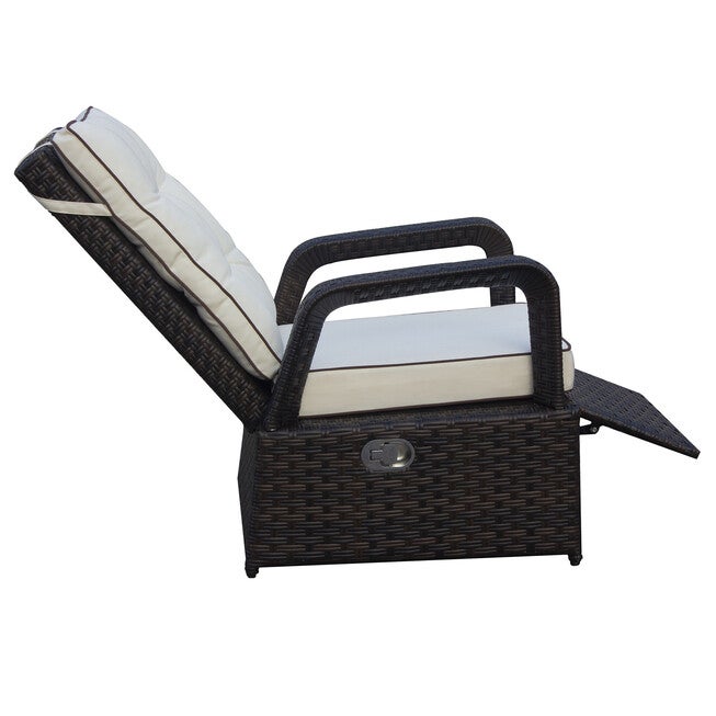 Brusell Outdoor Wicker Recliner Patio Chair With Cushions Patio Chair, , alternate image number null