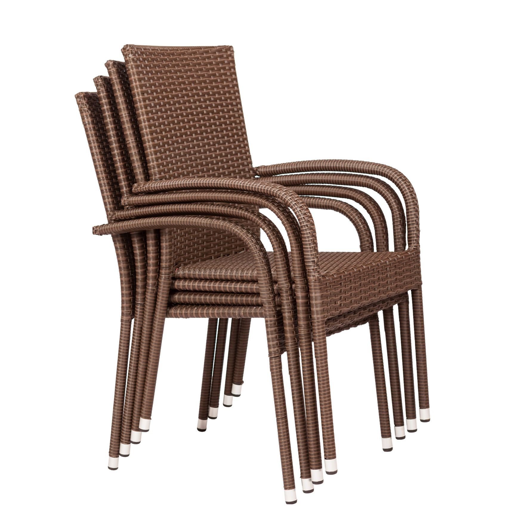 Morgan Outdoor Wicker Stacking Chair - Mocha - Set of 4, , alternate image number 3