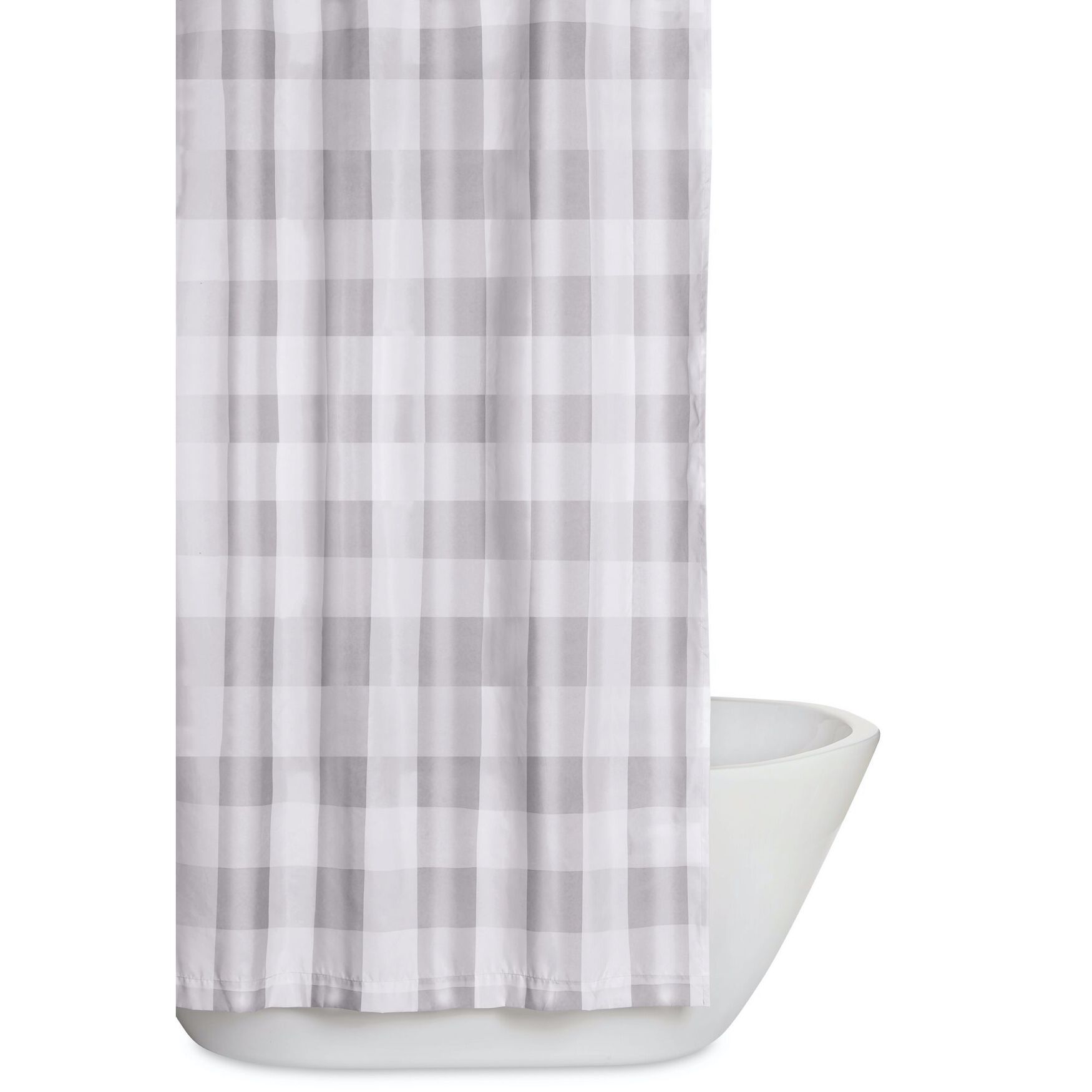 Everyday Buffalo Plaid Shower Curtain, GREY WHITE, hi-res image number 0