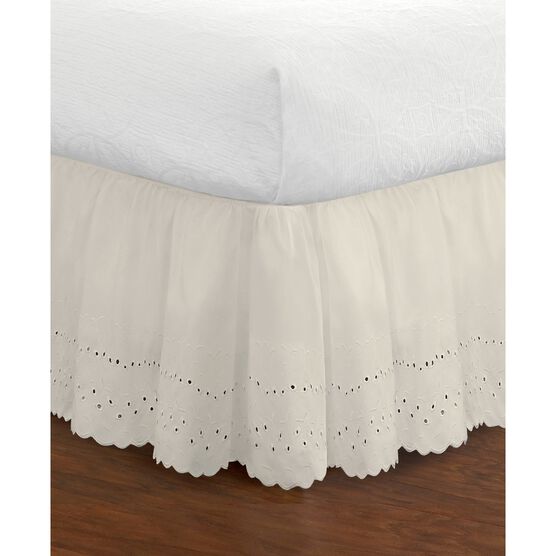 Fresh Ideas Ruffled Eyelet 18" Bed Skirt, Twin, IVORY, hi-res image number null