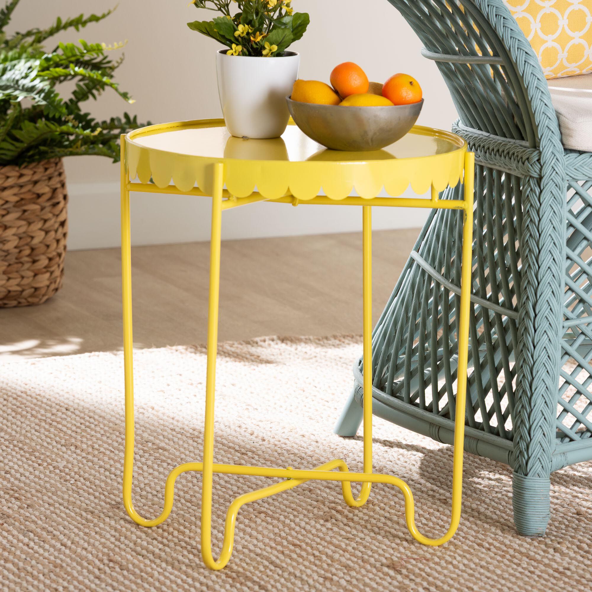 Laverne Yellow Metal Side Table, YELLOW, hi-res image number 0