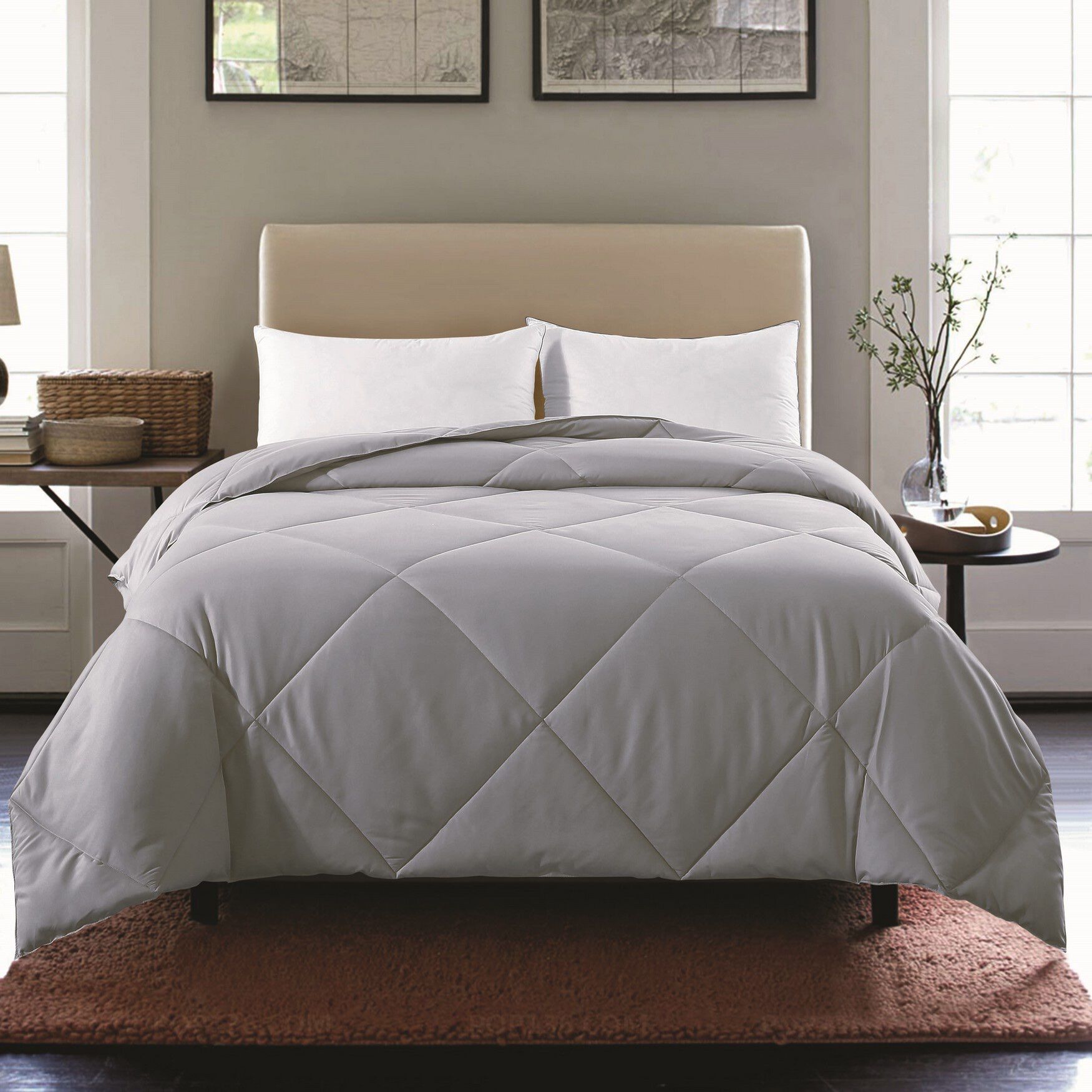 Soft Cover Nano Feather Comforter, LIGHT GRAY, hi-res image number 0