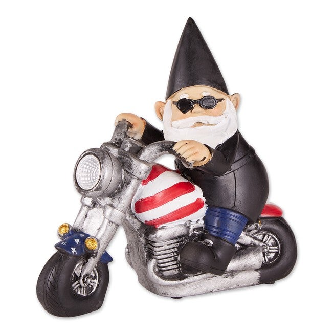 Biker Gnome Solar Statue, MULTICOLOR, hi-res image number null