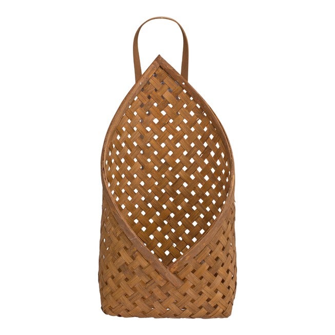Basket Wall Pocket (Set of 2) 7 inchesL x 12.25 inchesH, 9.25 inchesL x 19 inchesH Bamboo, BROWN, alternate image number null