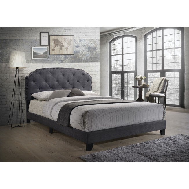 Queen Bed Bedroom, GRAY FABRIC, hi-res image number null
