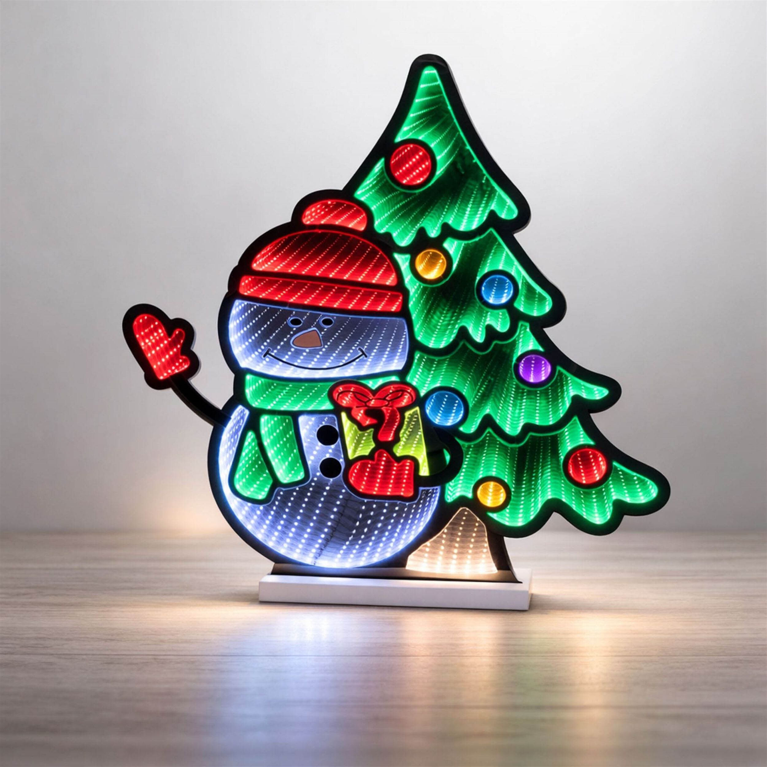 Snowman with Christmas Tree Ekkolight 27 inchesH, MULTICOLOR, alternate image number 1