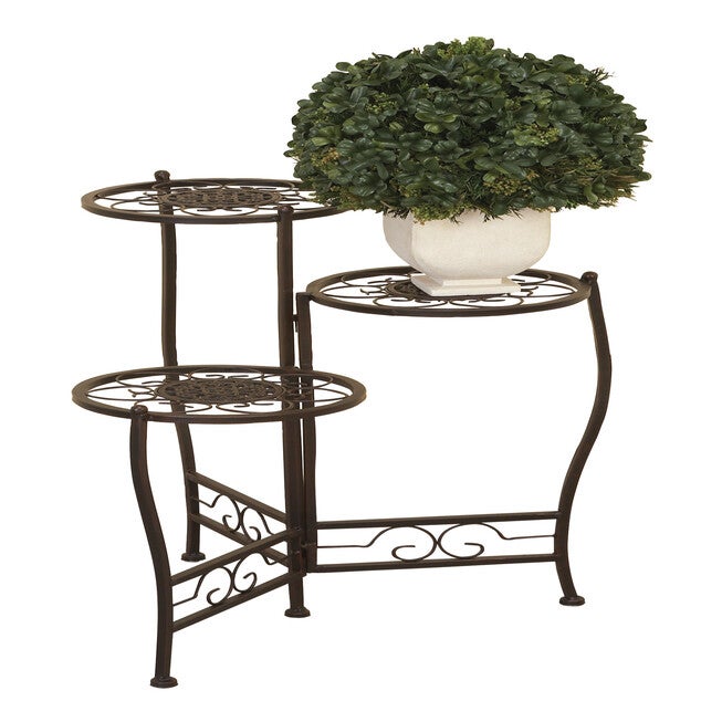 Set Of 3 Brown Metal Traditional Plantstand, BROWN, hi-res image number null
