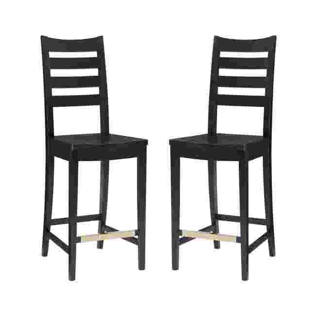 Two black counter stools shown side by side