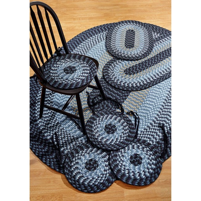 Alpine Braid Collection Offers Great Value Reversible Indoor Area Rug, 7 Piece Set , NAVY STRIPE, hi-res image number null