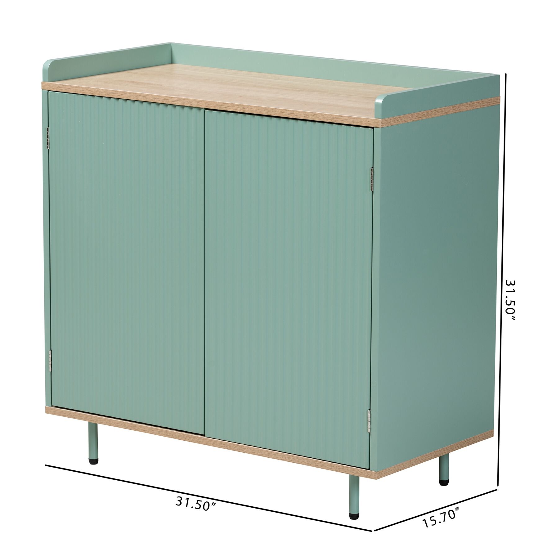 Tavita Mid-Century Modern Two-Tone Mint Green And Oak Brown Finished Wood 2-Door Sideboard Buffet, , alternate image number 7