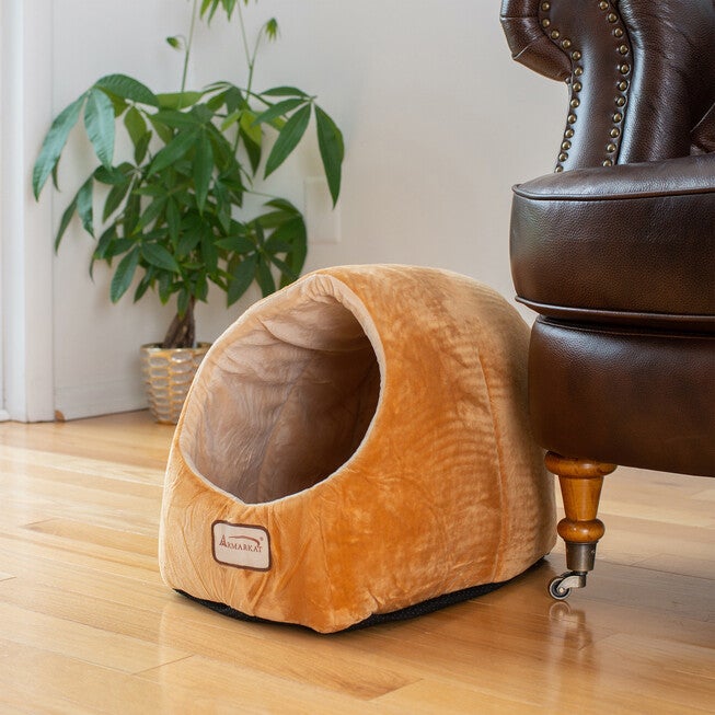 Cat Pet Small Dog Cave Shape Bed, Brown, , on-hover image number 1
