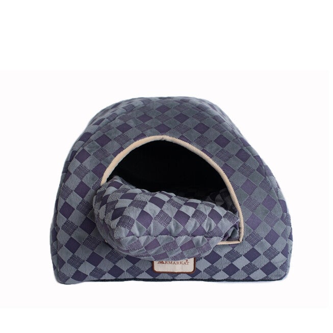Purple Gray Checkered Cat Dog Bed, , alternate image number null