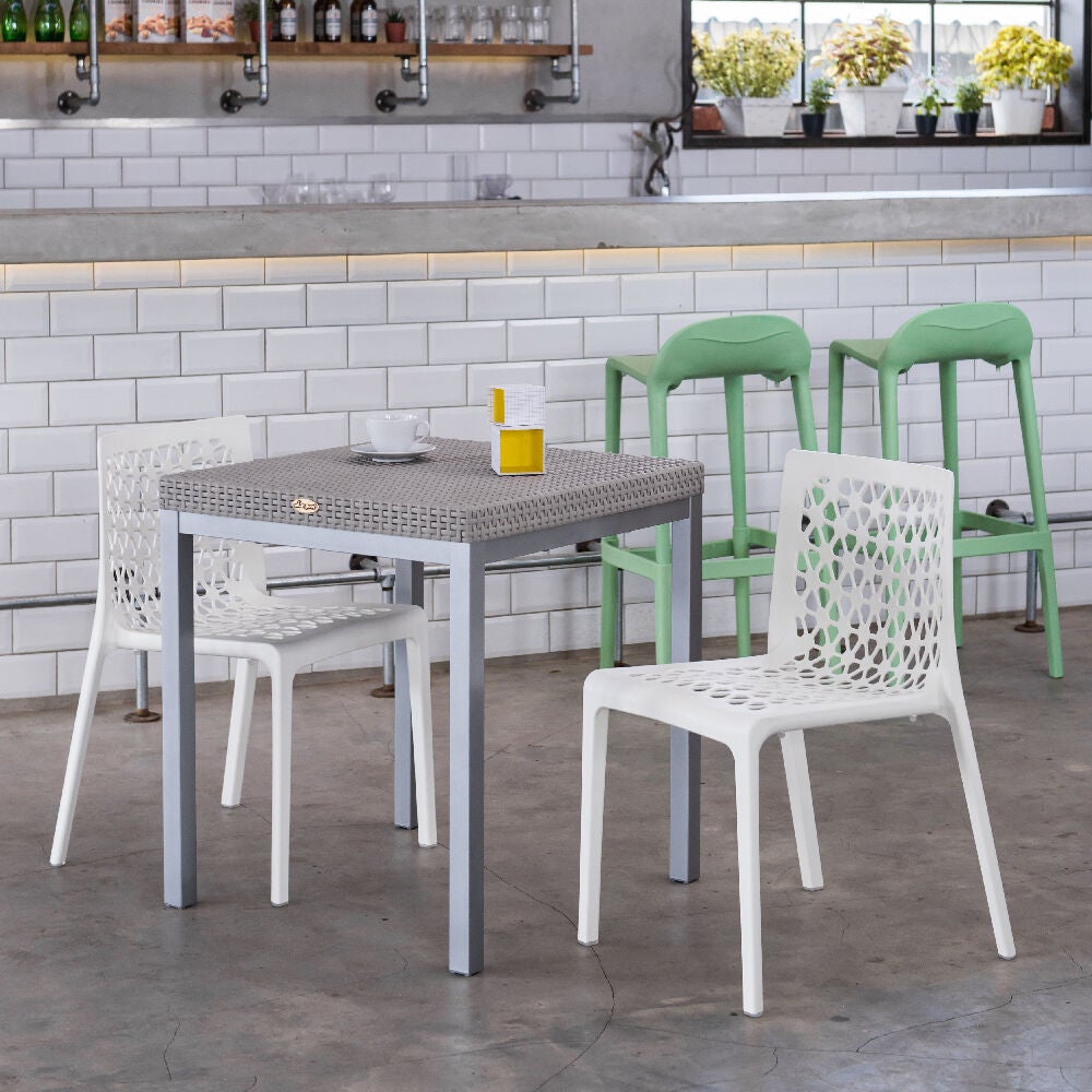 Set of 4 Milan Stackable Outdoor Dining Chairs, ORANGE, alternate image number 5