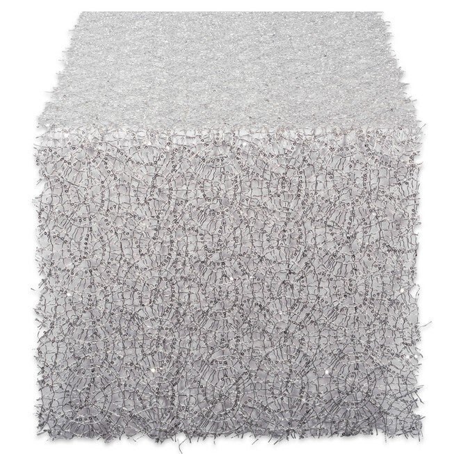 Silver Sequin Mesh Table Runner Roll, SILVER, hi-res image number null