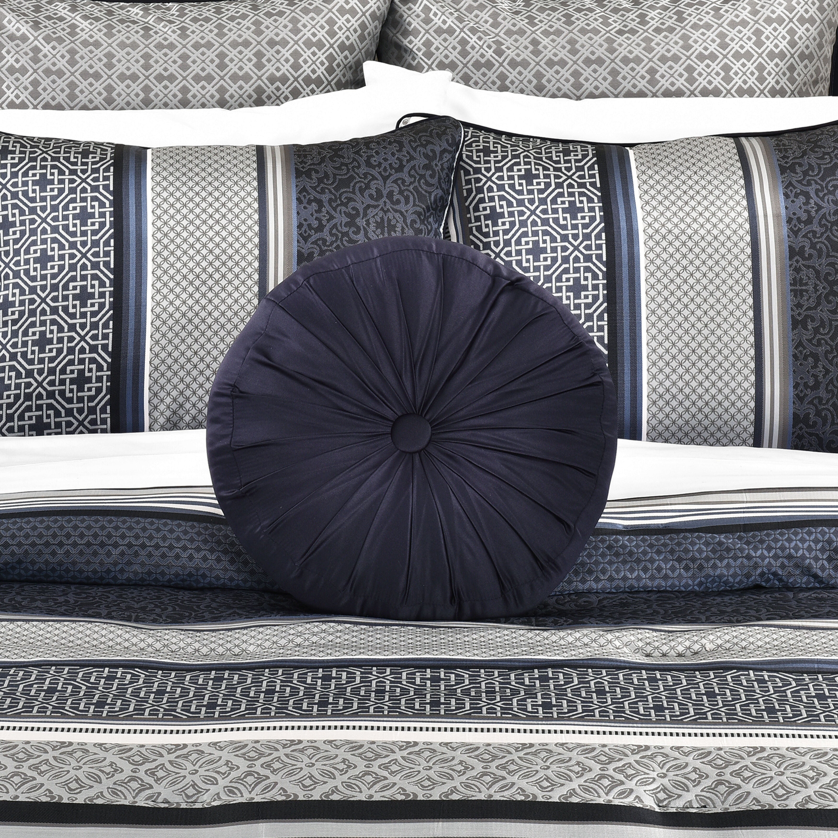 CARLISLE ROUND DECORATIVE THROW PILLOW, INDIGO, hi-res image number 0