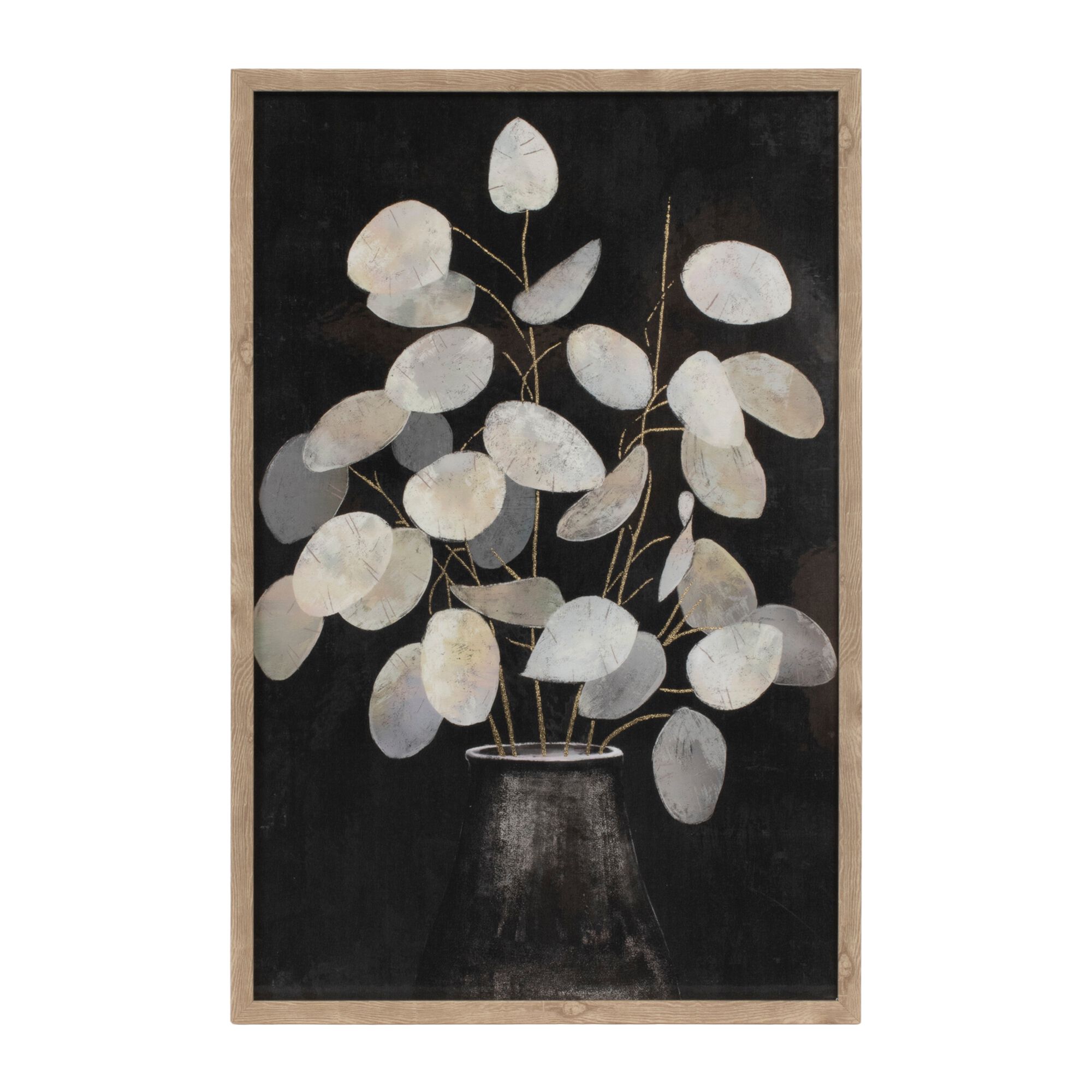 Beige Eucalyptus Print (Set of 2), BLACK GREY, alternate image number 2