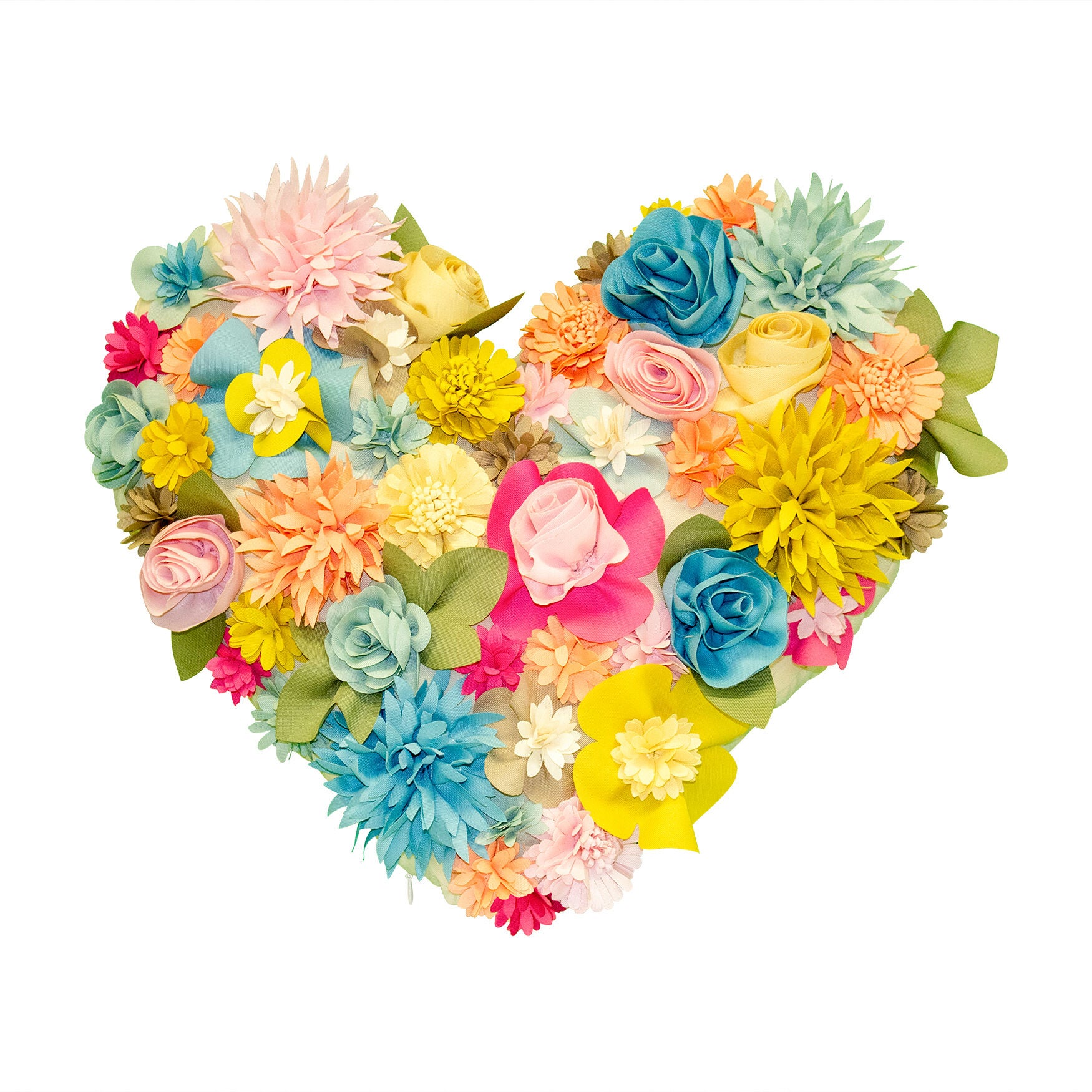 Indoor & Outdoor Floral Heart Shaped Dimensional Decorative Pillow, SKY, hi-res image number 0