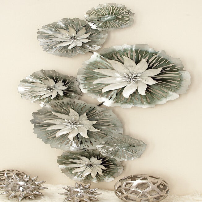 Grey Metal Eclectic Floral Wall Decor, , alternate image number 6
