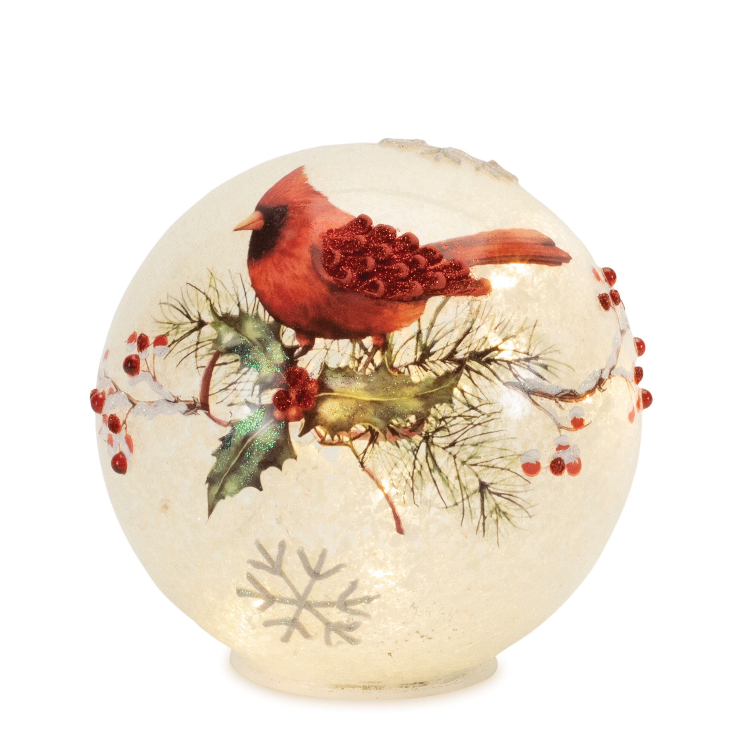 LED Frosted Cardinal Berry Globe (Set of 2), RED WHITE, alternate image number 3