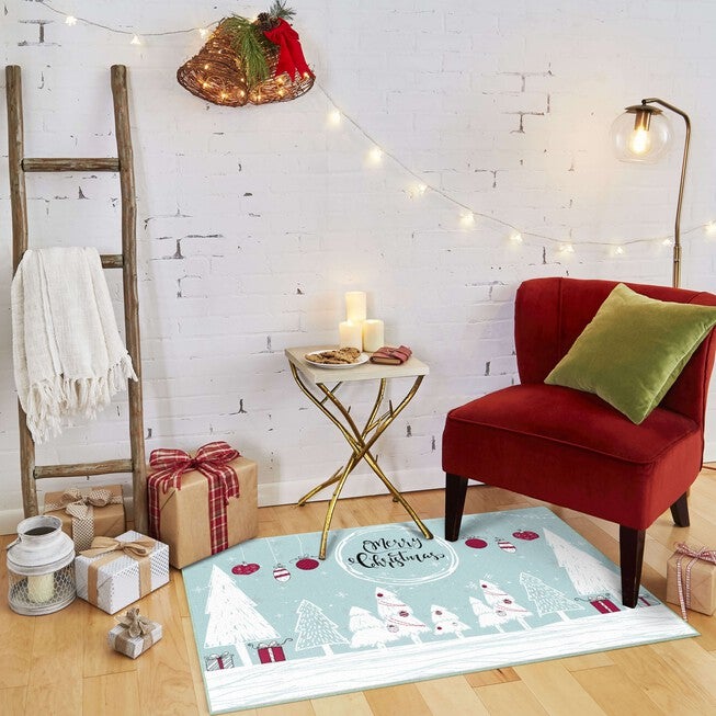 Merry Forest Light Blue Kitchen Rug, , alternate image number 5