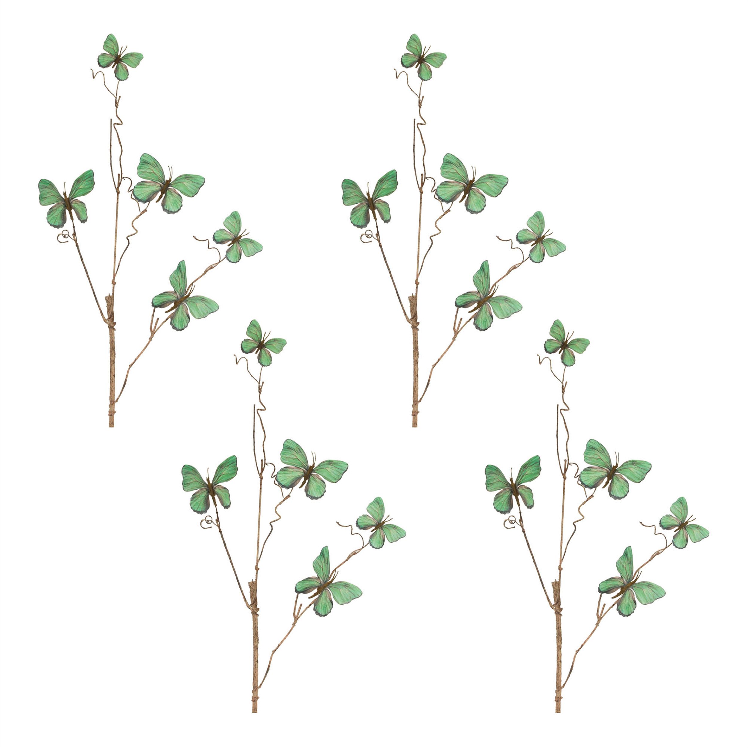 Butterfly Twig Spray Set of 4, GREEN, alternate image number 2