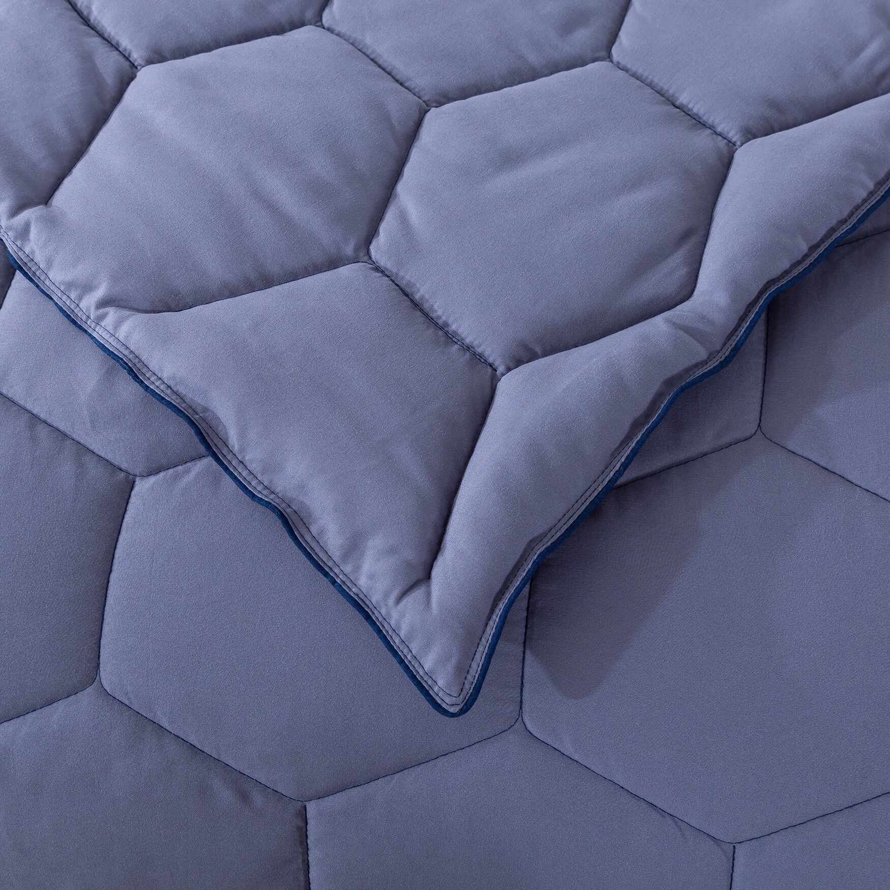 Honeycomb Down Alternative Blanket, Granite/Blue, , alternate image number 3