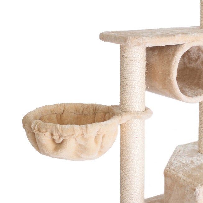 Real Wood 72 inches Cat Tower Entertainment Furniture With Lounge Basket, Perch, , alternate image number null