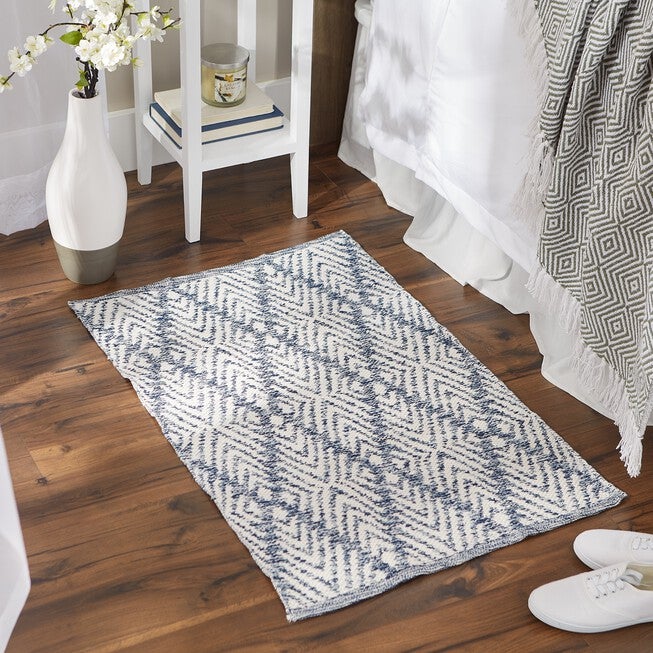 Blue Diamond Handwoven Rug 2X3 Ft Bath, , alternate image number null