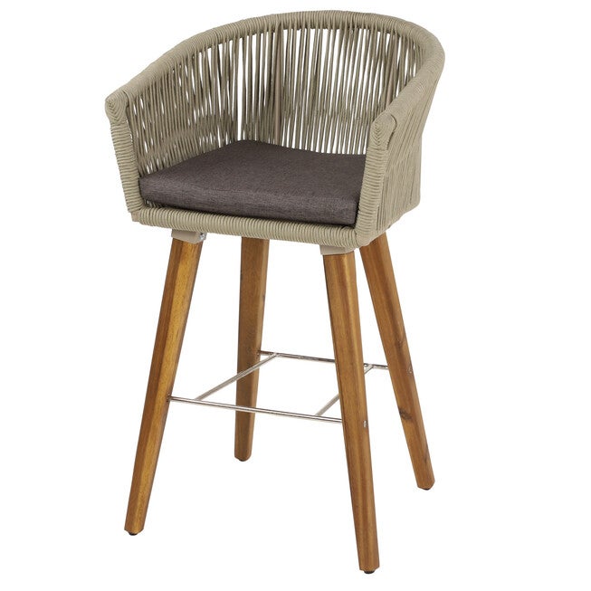Grey Wood Modern Bar Stool, GREY, hi-res image number 0