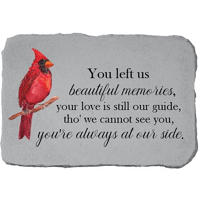 You Left Us Red Cardinal Garden Memorial Accent Stone, GREY, hi-res image number null