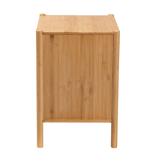 Naresh Mid-Century Modern Transitional Natural Brown Bamboo Wood 2-Drawer End Table, , alternate image number null