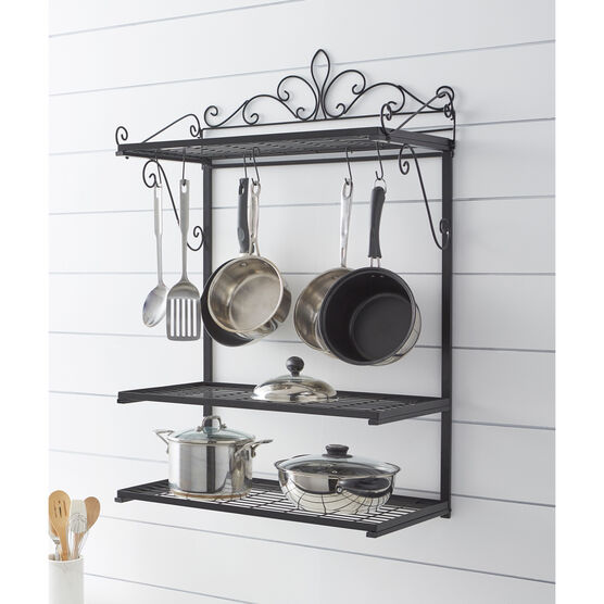 Scroll Wall-Mounted Pot Rack, BLACK, hi-res image number null