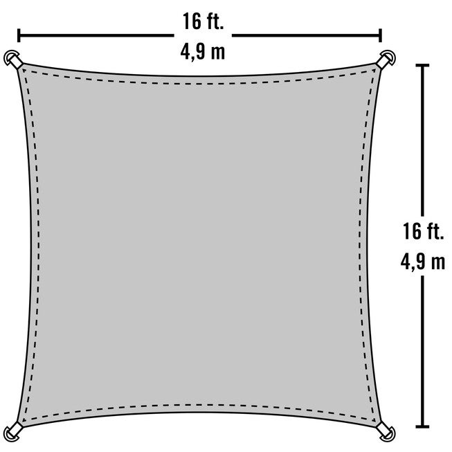 Shade Sail Square (Attachment point/pole not included) 12 x 12 ft. Sand, , alternate image number null