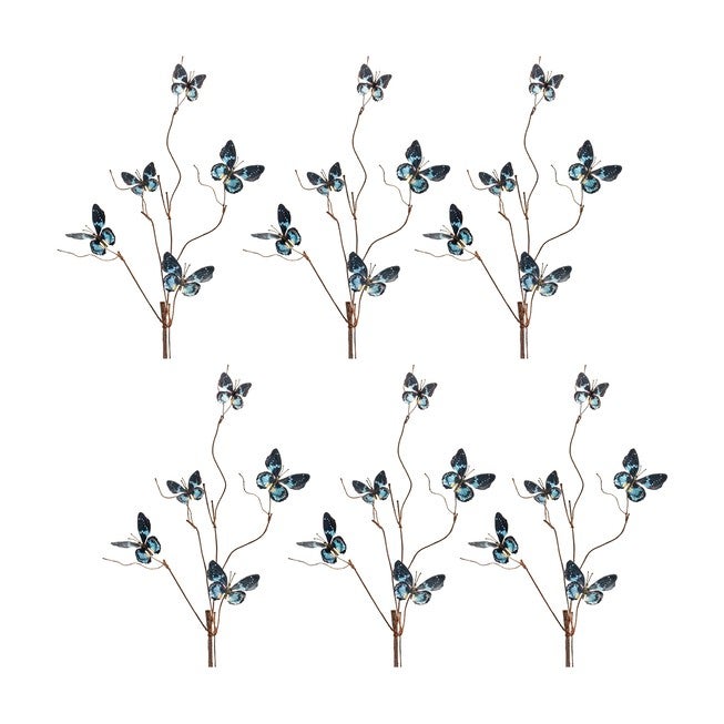 Blue and Black Wire Butterfly Spray (Set of 6), BLUE/BROWN, hi-res image number 0