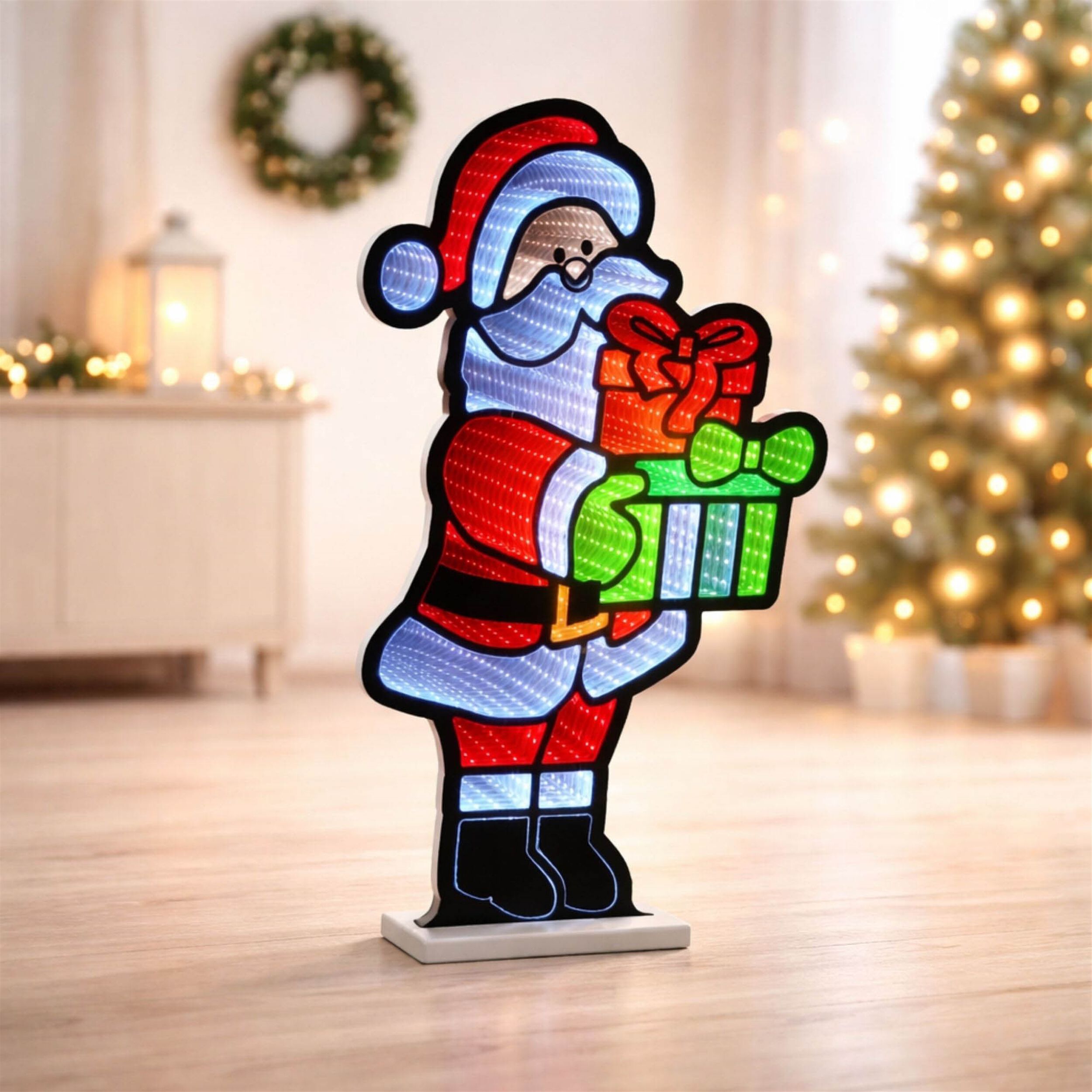 Santa with Presents Ekkolight 25 inchesH, RED WHITE GREEN, alternate image number 2