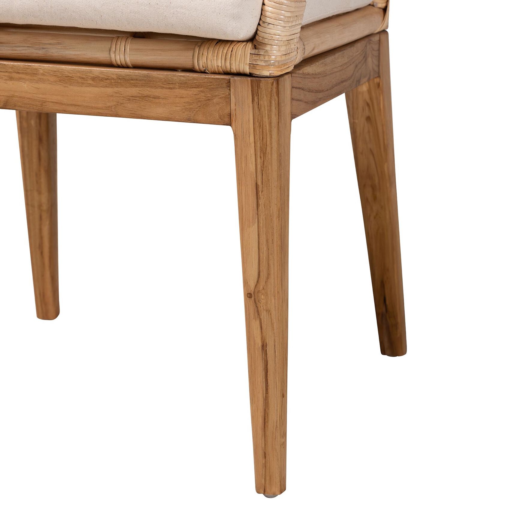 Storsel Modern Bohemian Natural Brown Finished Teak Wood and Rattan Dining Chair, , alternate image number 11