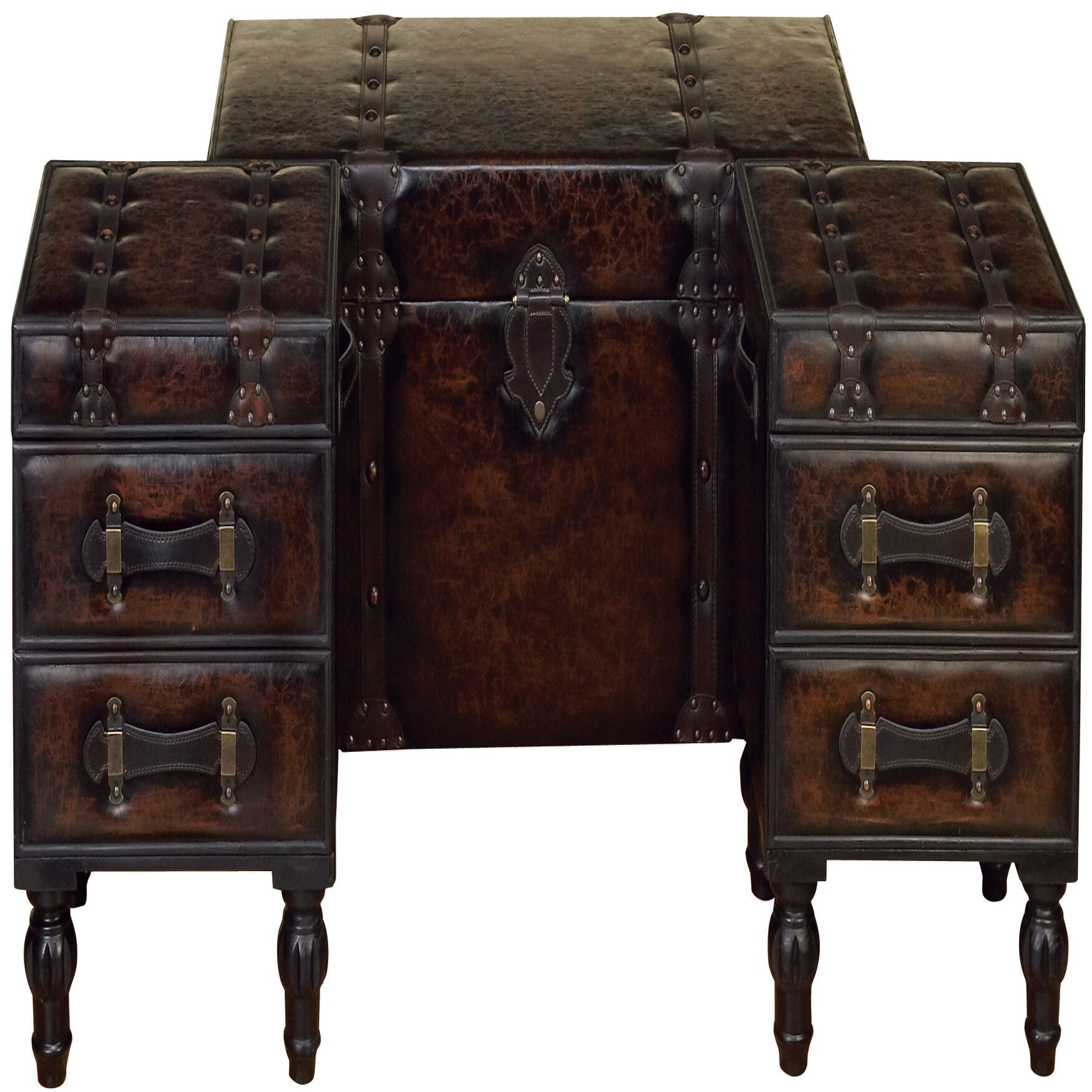 Set Of 3 Brown Wood Traditional Bench Bench, BROWN, hi-res image number 0