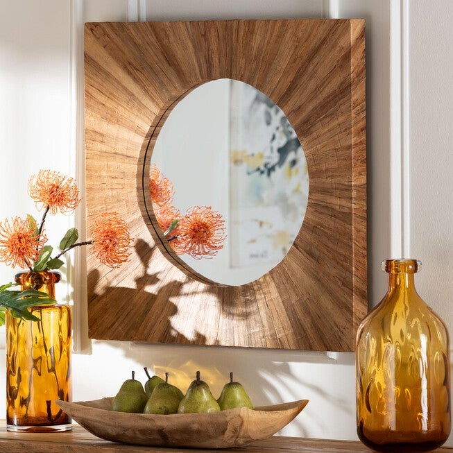 Mosa Bohemian Pealed Grasscloth Accent Mirror, NATURAL, hi-res image number 0