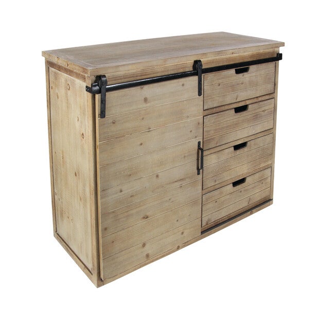 Brown Chinese fir Wood Rustic Cabinet, 32x44x19, BROWN, hi-res image number 0