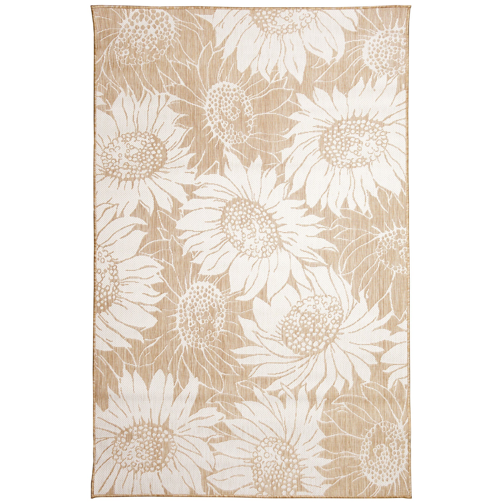 Liora Manne Carmel Sunflower Field Indoor/Outdoor Area Rug Green 4 feet 10 inches x 7 feet 6 inches, SAND, hi-res image number 0