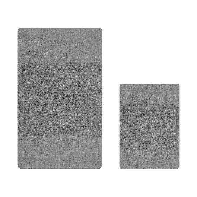 Granada Collection 100% Cotton 2 Piece (17 inches X 24 inches | 24 inches X 40 inches) Bath Rug Set, GRAY, hi-res image number 0