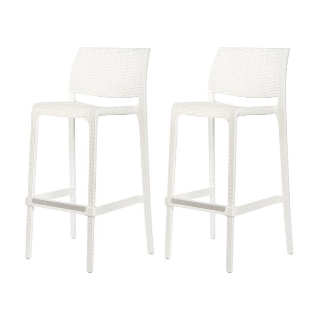 Set of 2 Rue Outdoor Stackable Bar Stools, WHITE, on-hover image number 1