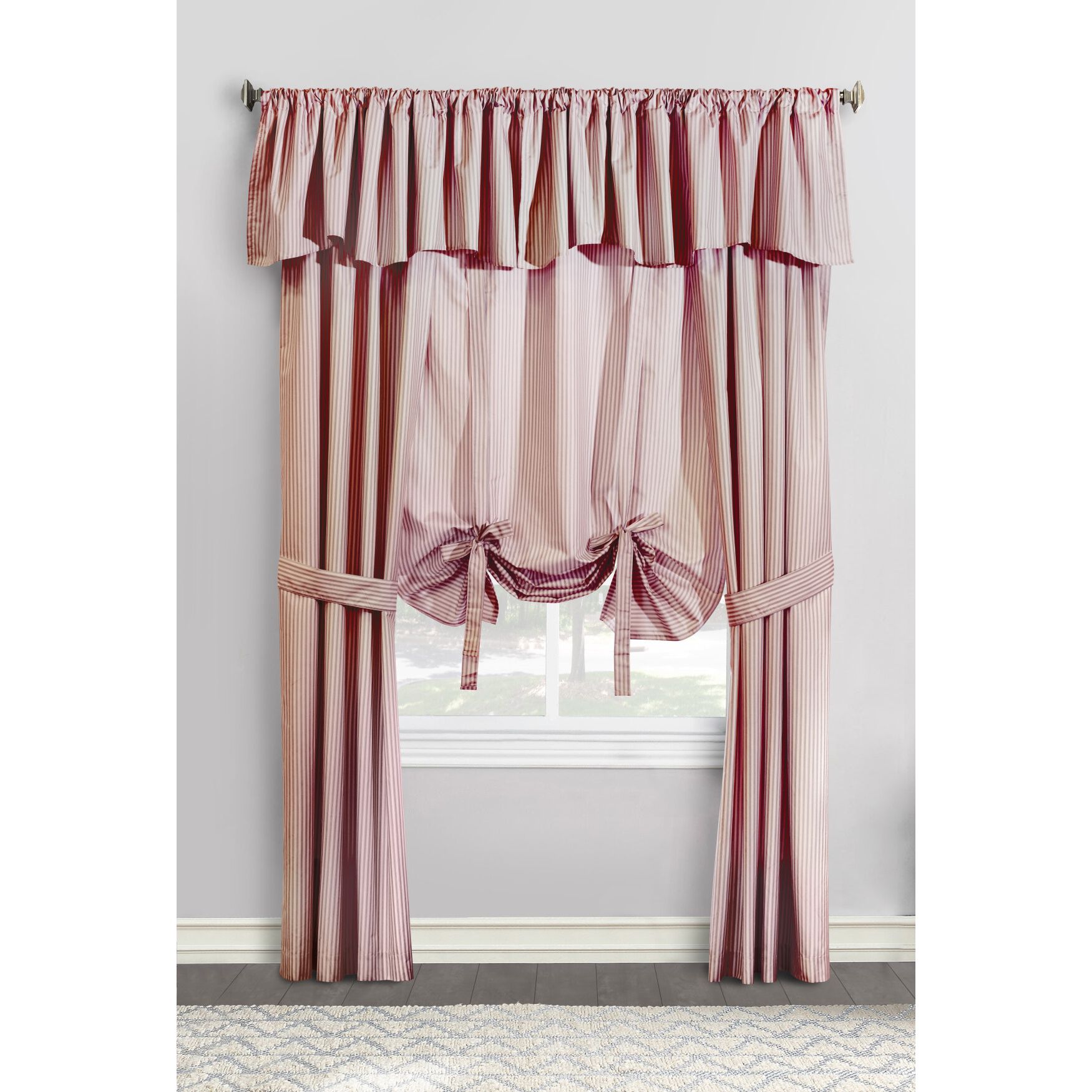 Ticking Stripe Room Darkening Pole Top Curtain Panel Pair, , alternate image number 5
