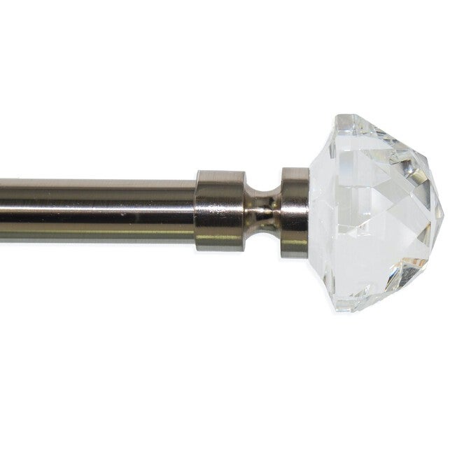 Versailles' Crystale Gem Finial Rod Set (72in - 144in), BRUSHED NICKEL, hi-res image number null