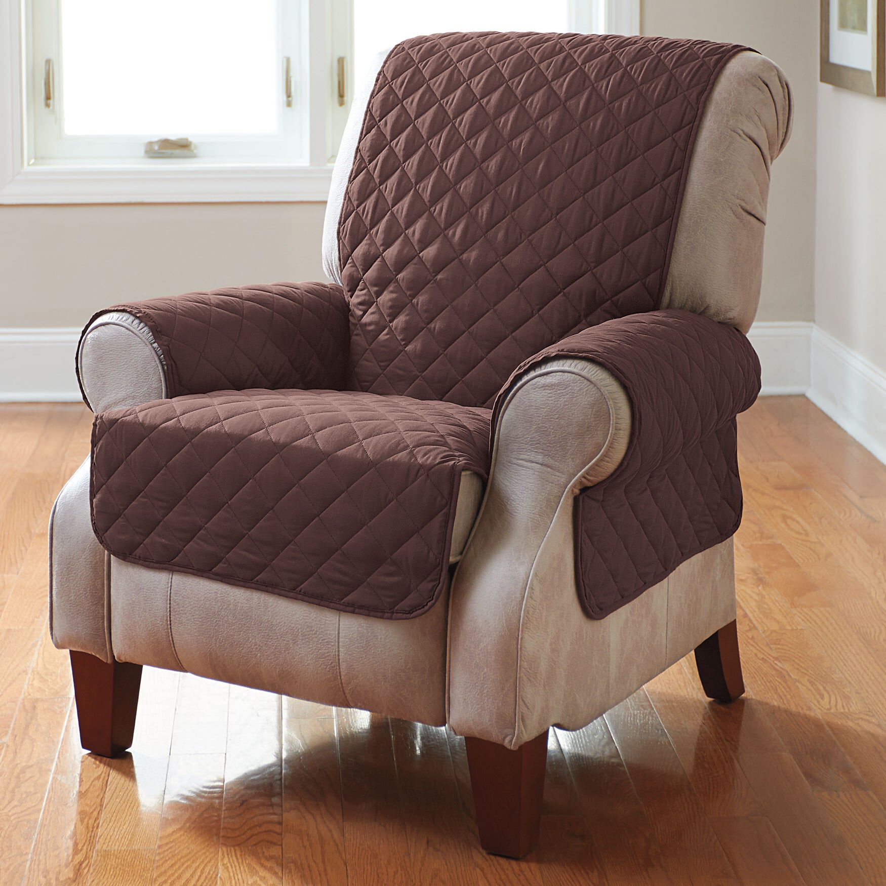 BH Studio Water-Repellent Microfiber Recliner Protector, BROWN, hi-res image number 0